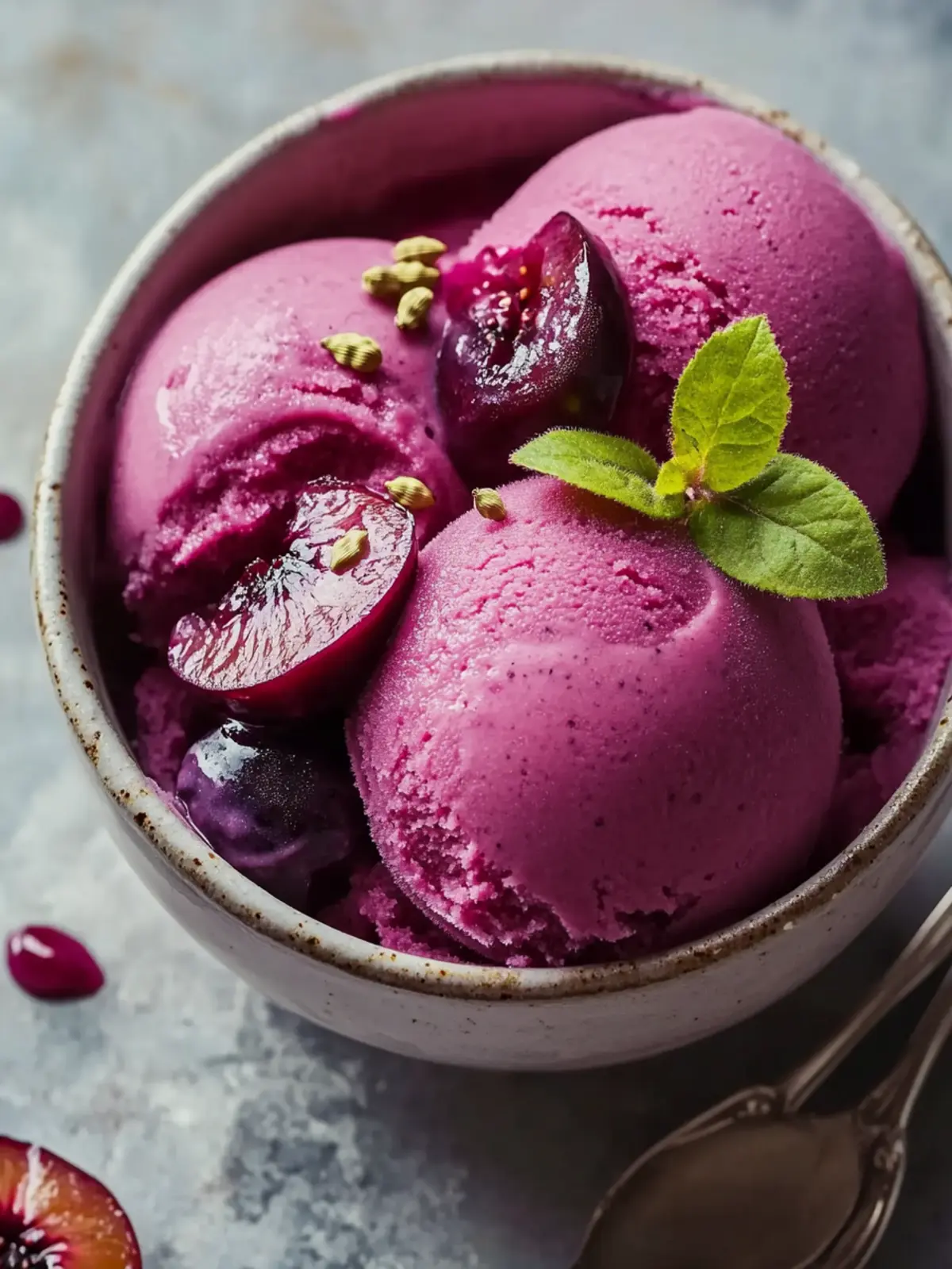 Cardamom Plum Sorbet: A Creamy Vegan Escape for Summer 2 Cardamom Plum Sorbet