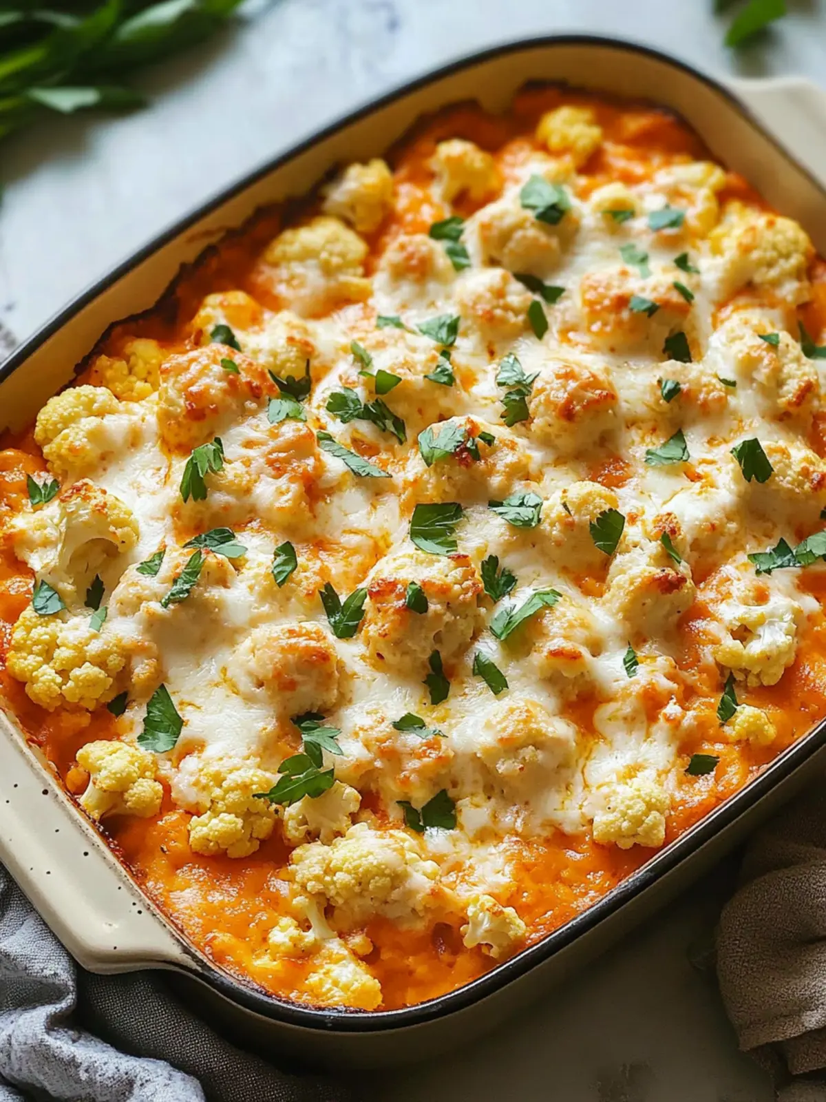 Savory Buffalo Chicken & Cauliflower Casserole Delight 2 Buffalo Chicken & Cauliflower Casserole
