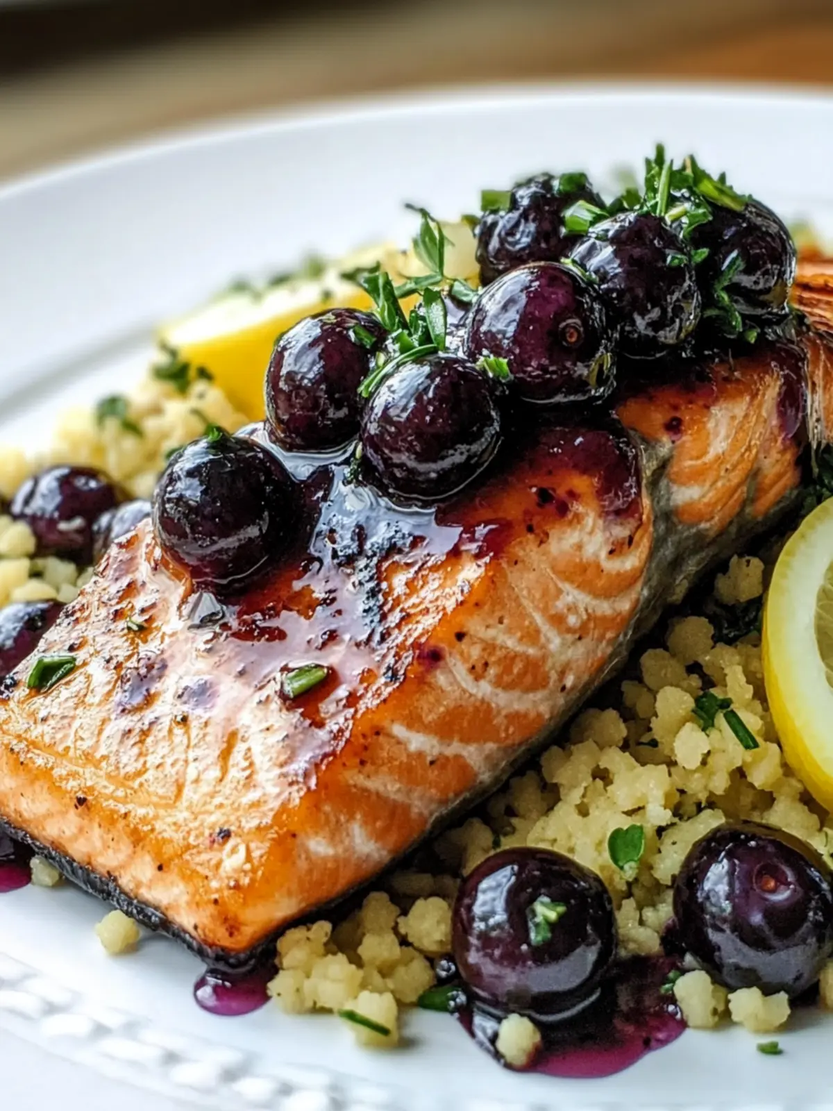 Blueberry Glazed Salmon with Lemon Herb Couscous Made Easy 3 Blueberry Glazed Salmon with Lemon Herb Couscous