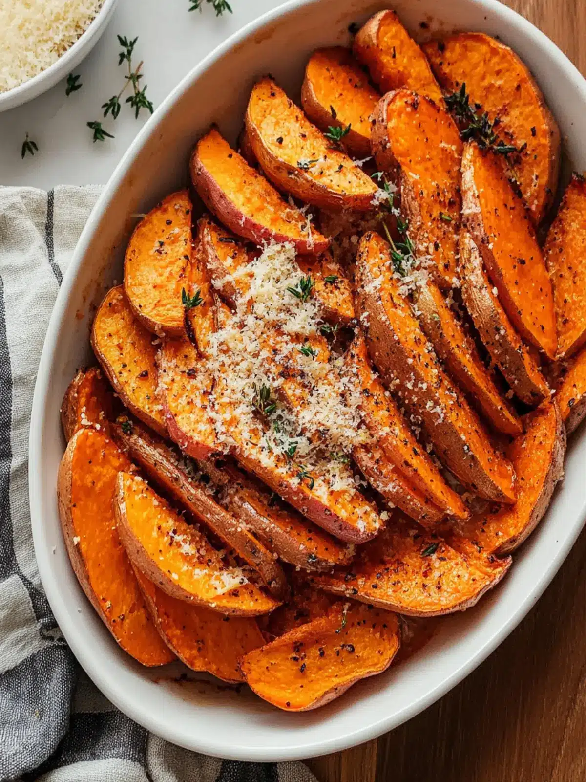 Savory Roasted Sweet Potatoes with Garlic and Parmesan Delight 4 Roasted Sweet Potatoes with garlic and Parmesan