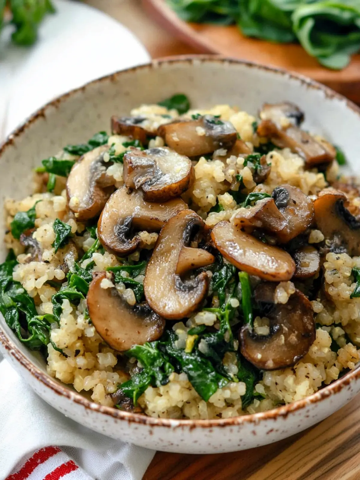 Delicious Low Carb Mushroom & Spinach Cauliflower Rice Bliss 5 Low Carb Mushroom & Spinach Cauliflower Rice