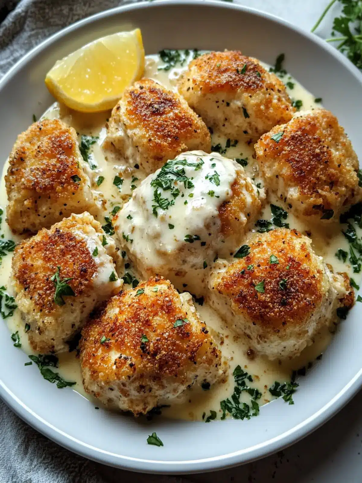 Savory Chicken Pillows with Creamy Parmesan Sauce Delight 4 Chicken Pillows with Creamy Parmesan Sauce