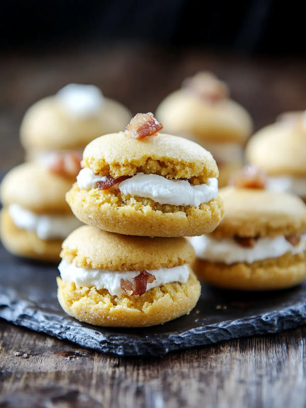 Spice Up Dessert: Jalapeno Cornbread Whoopie Pies with Bacon Goat Cheese 3 Jalapeno Cornbread Whoopie Pies with Bacon Goat Cheese
