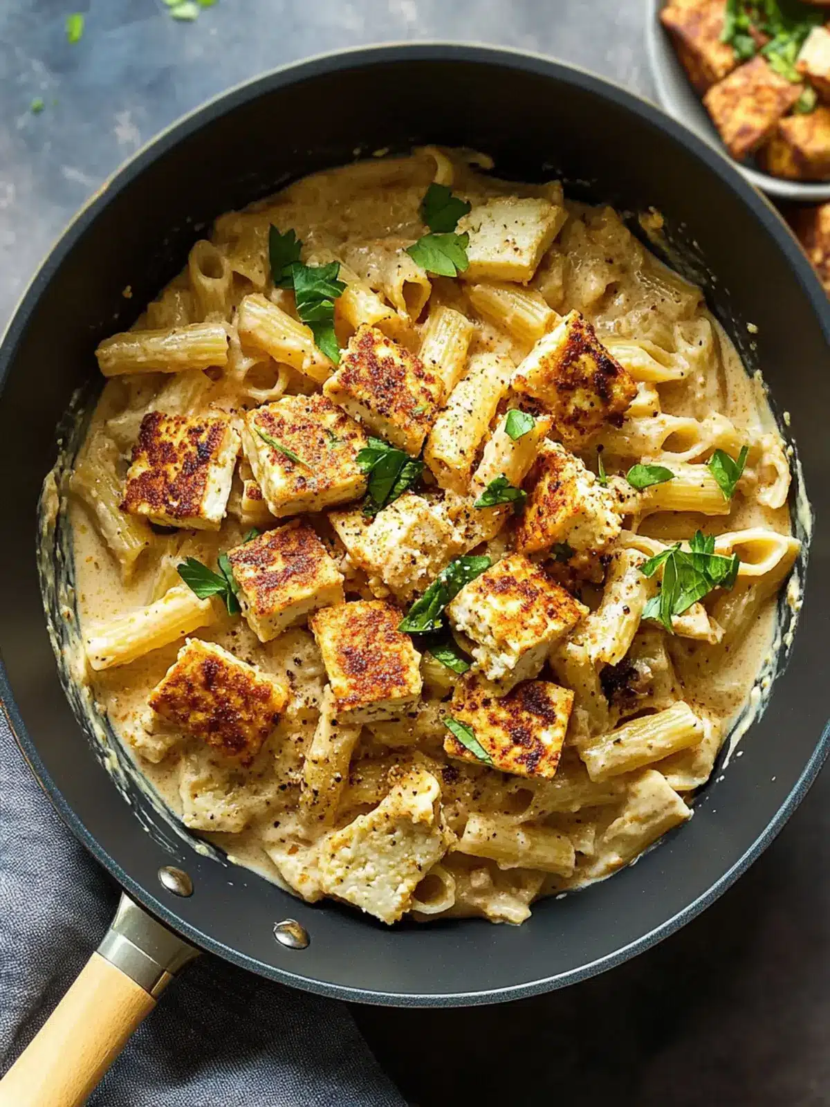 Vegan Creamy Cajun Pasta with Breaded Tofu for Comfort Food Bliss 3 Vegan Creamy Cajun Pasta with Breaded Tofu