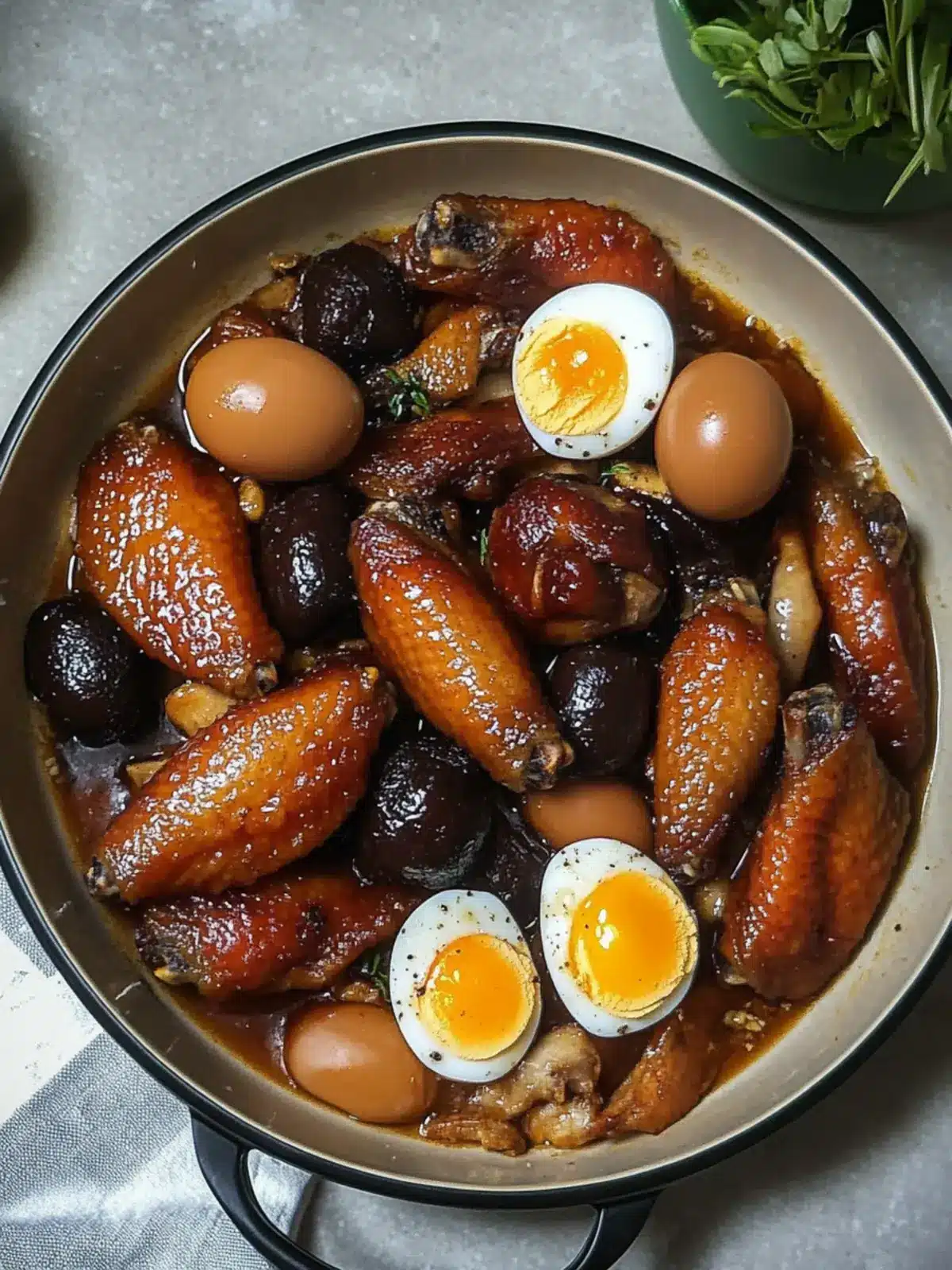 Braised Wings with Shiitake Mushrooms and Eggs Delight 4 Braised Wings with Shiitaka Mushrooms and Eggs