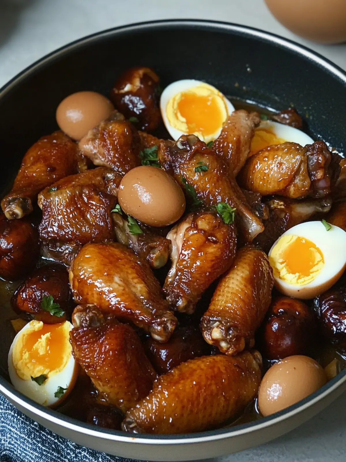 Braised Wings with Shiitake Mushrooms and Eggs Delight 3 Braised Wings with Shiitaka Mushrooms and Eggs