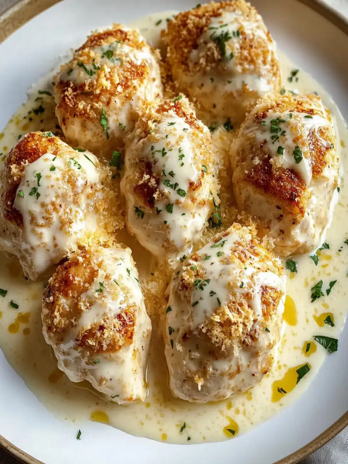 Savory Chicken Pillows with Creamy Parmesan Sauce Delight 2 Chicken Pillows with Creamy Parmesan Sauce