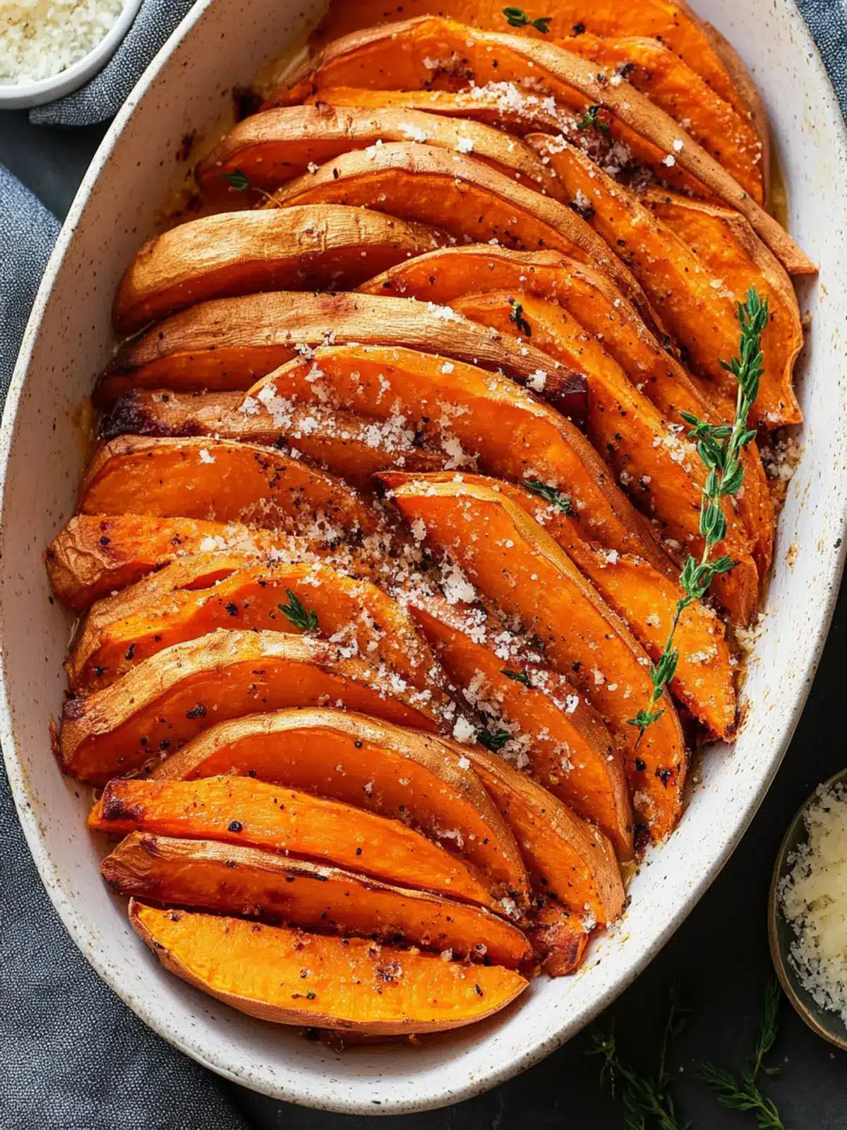 Savory Roasted Sweet Potatoes with Garlic and Parmesan Delight 3 Roasted Sweet Potatoes with garlic and Parmesan
