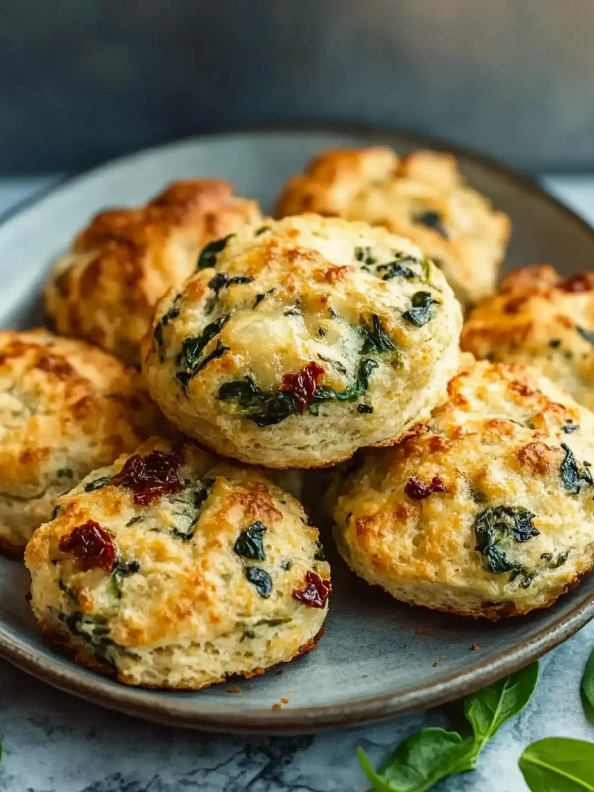 Healthy High-Protein Breakfast Biscuits with Spinach Delight 4 Healthy High-Protein Breakfast Biscuits with Spinach, Sun-Dried Tomatoes, and Cheese