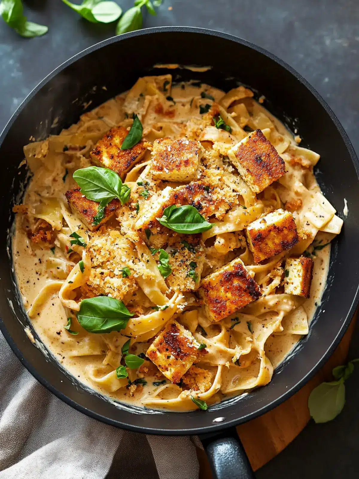 Vegan Creamy Cajun Pasta with Breaded Tofu for Comfort Food Bliss 2 Vegan Creamy Cajun Pasta with Breaded Tofu