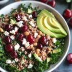 Cherry Kale Salad with Farro: A Fresh Delight with Feta 7 Cherry Kale Salad with Farro, Avocado, Feta, and Cherry Balsamic Vinaigrette