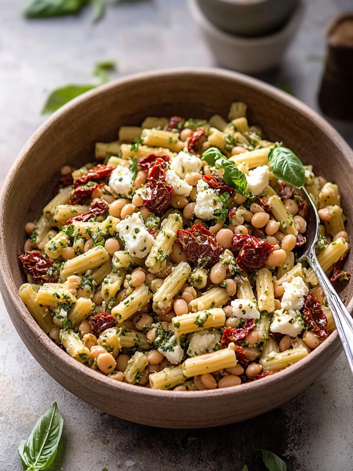 Refreshing Sun-Dried Tomato, White Bean, and Goat Cheese Pasta Salad 3 Sun-Dried Tomato, White Bean, and Goat Cheese Pasta Salad