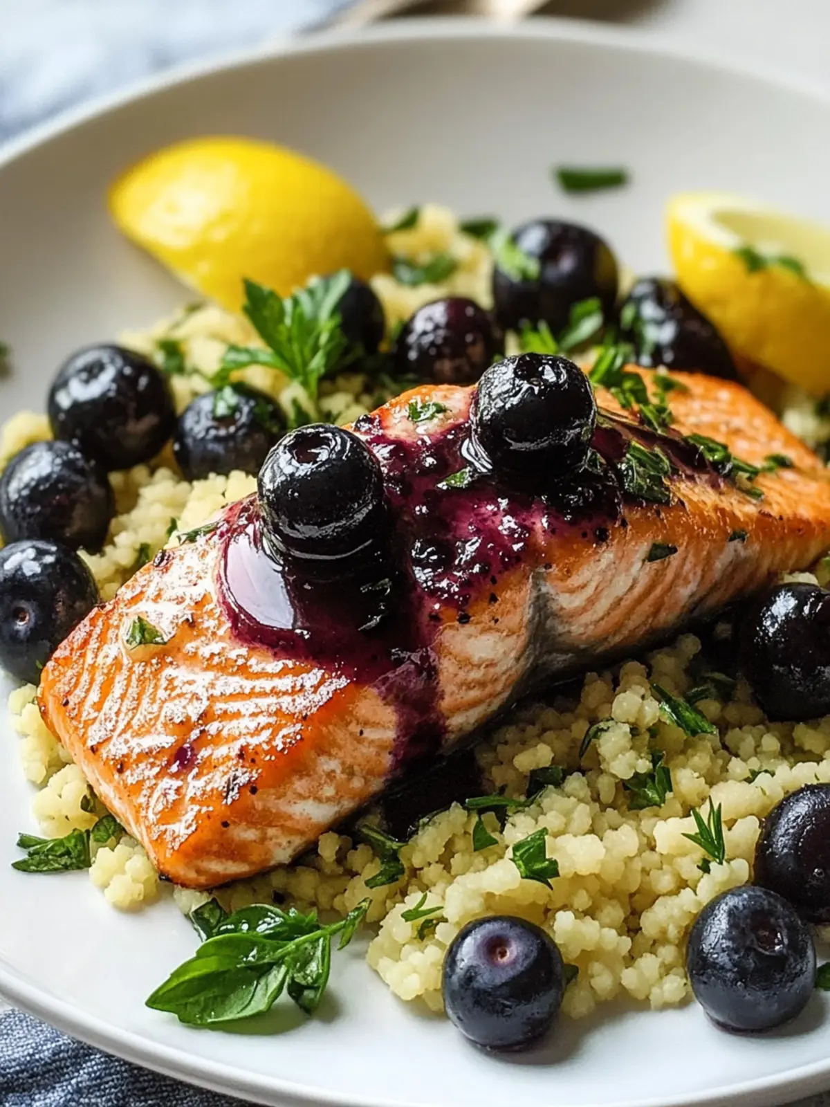 Blueberry Glazed Salmon with Lemon Herb Couscous Made Easy 2 Blueberry Glazed Salmon with Lemon Herb Couscous