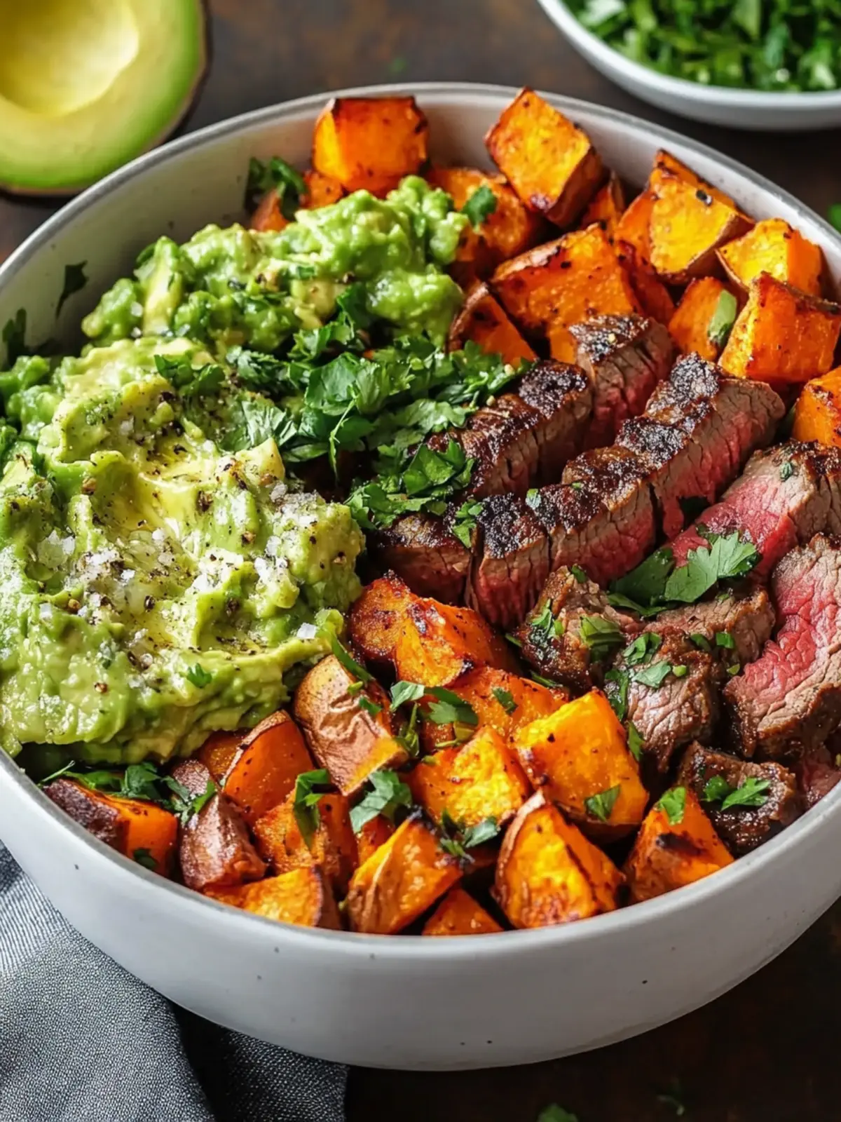 Steak and Sweet Potato Bowls with Avocado-Cilantro Delight 4 Steak and Sweet Potato Bowls with Avocado-Cilantro