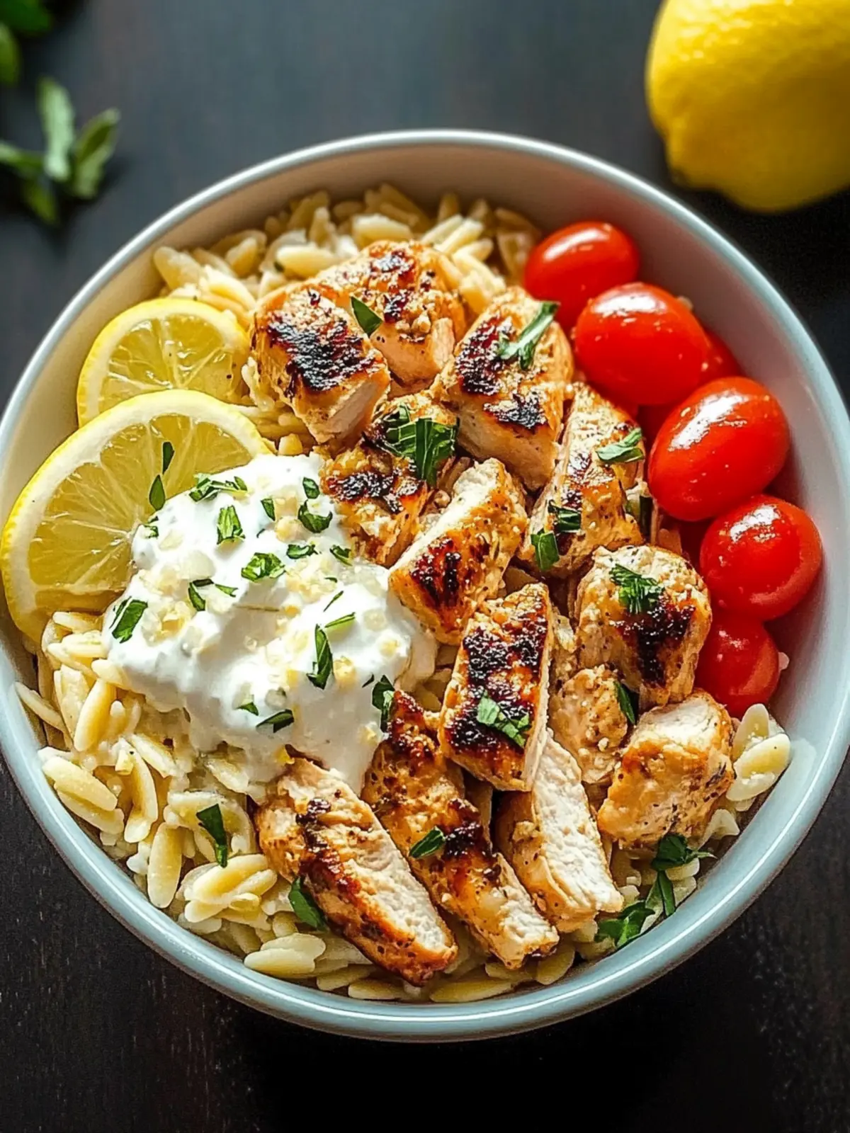 Greek Chicken Power Bowls with Lemon Orzo Recipe You’ll Love 4 Greek Chicken Power Bowls with Lemon Orzo Recipe