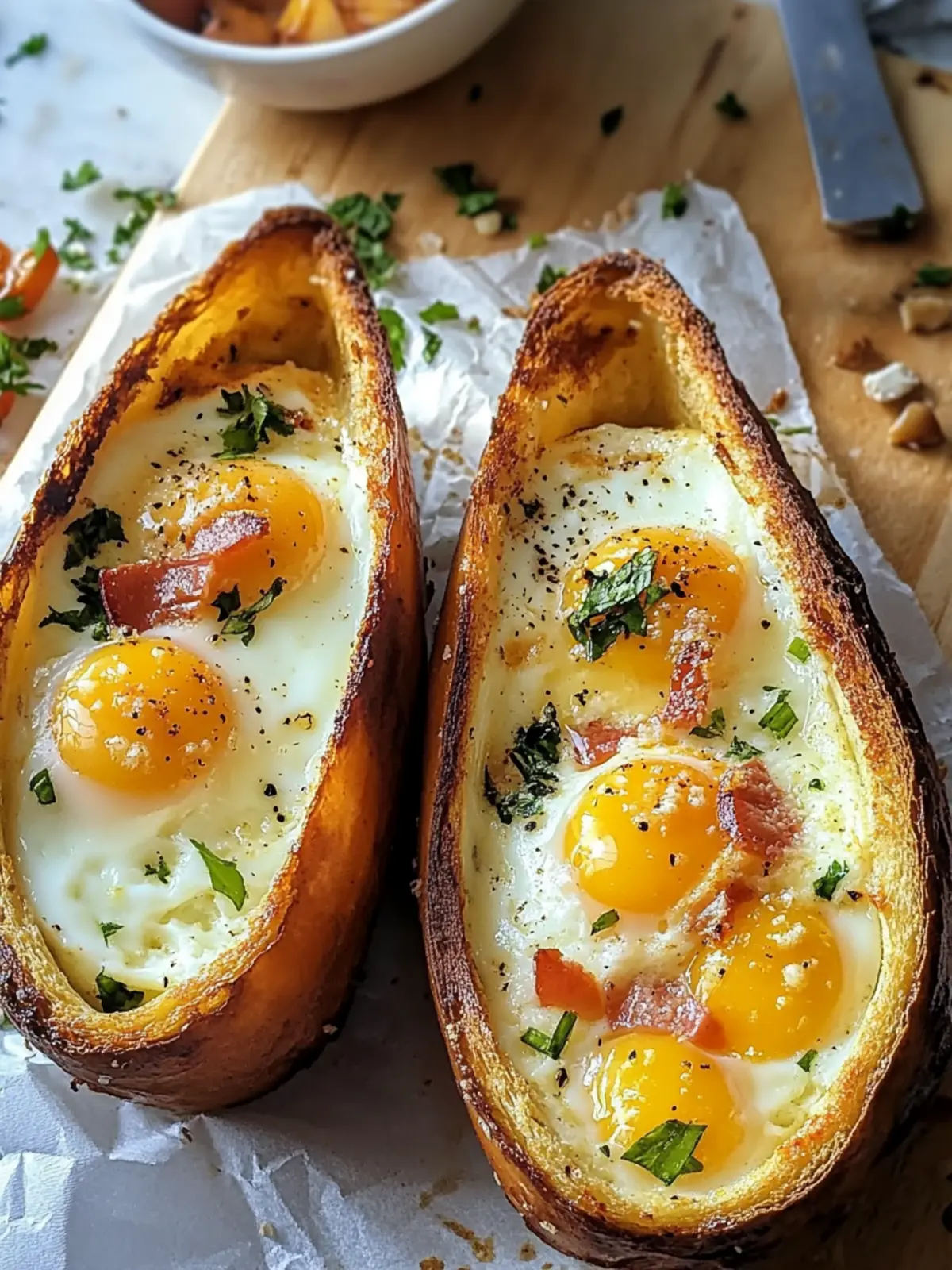 Savory Baked Egg Boats Recipe for a Cozy Breakfast Treat 4 Baked Egg Boats Recipe