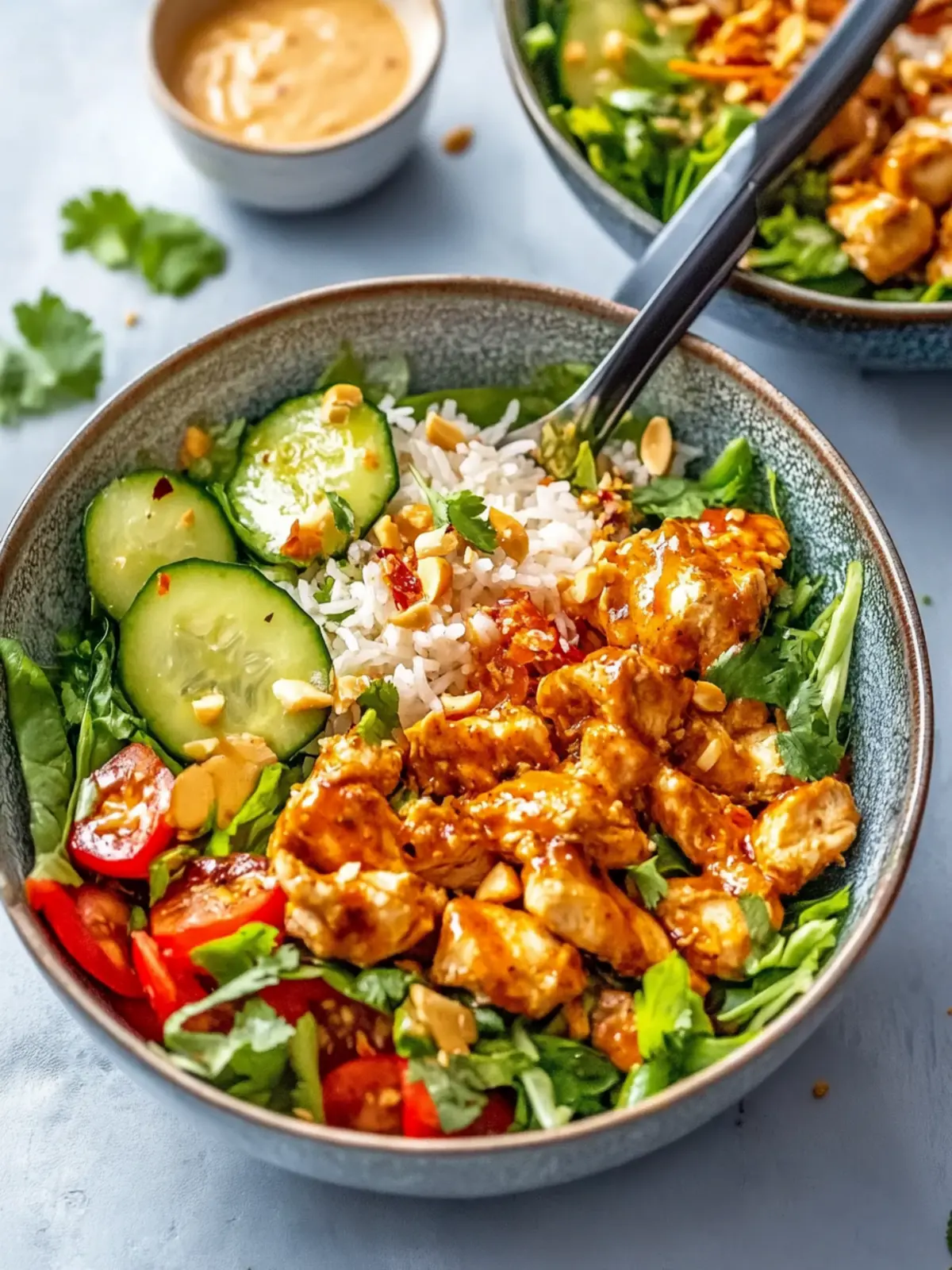 Chicken Satay Crispy Rice Salad Bowls for a Flavorful Feast 4 Chicken Satay Crispy Rice Salad Bowls