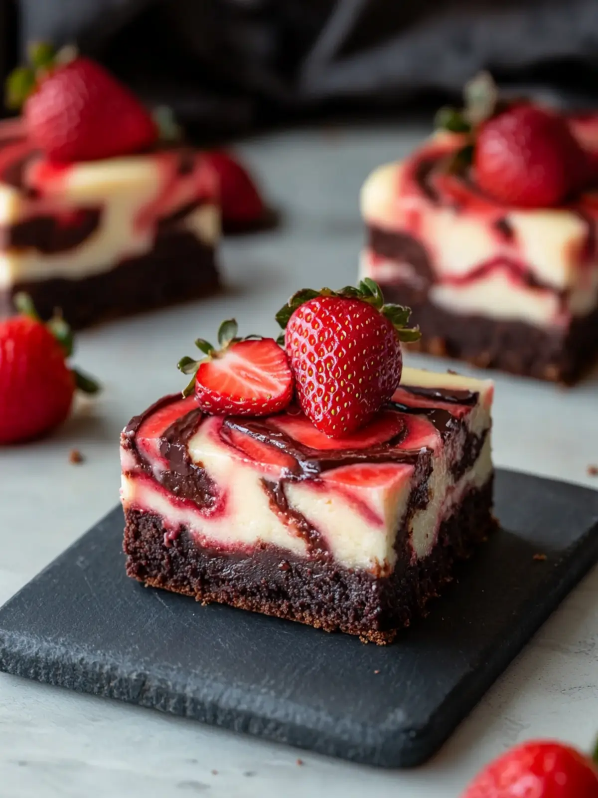 Indulgent Strawberry Cheesecake Brownies with Rich Chocolate Swirls 4 Strawberry Cheesecake Brownies - Rich Chocolate Swirls