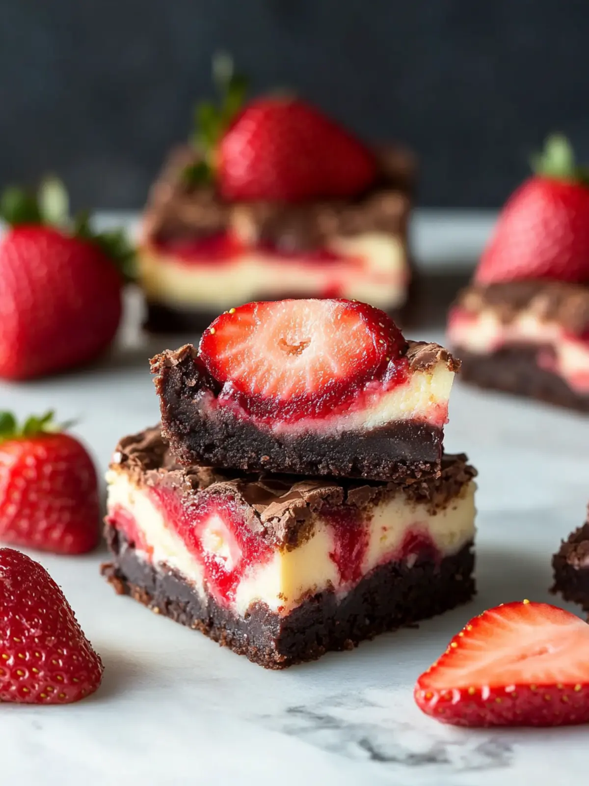 Indulgent Strawberry Cheesecake Brownies with Rich Chocolate Swirls 3 Strawberry Cheesecake Brownies - Rich Chocolate Swirls