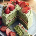 Delicious Strawberry Matcha Cake with Matcha Whipped Cream 10 Strawberry Matcha Cake with Matcha Whipped Cream