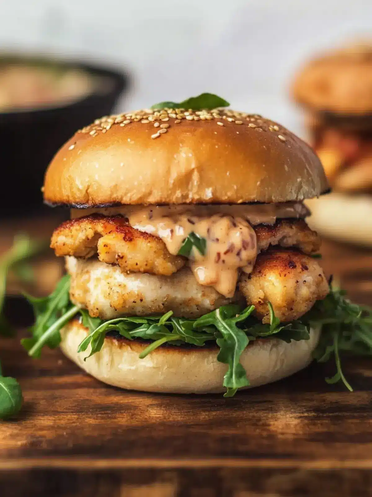 Savor Homemade Chicken Burgers with Bang-Bang Sauce Today 4 Chicken Burgers with Bang-Bang Sauce