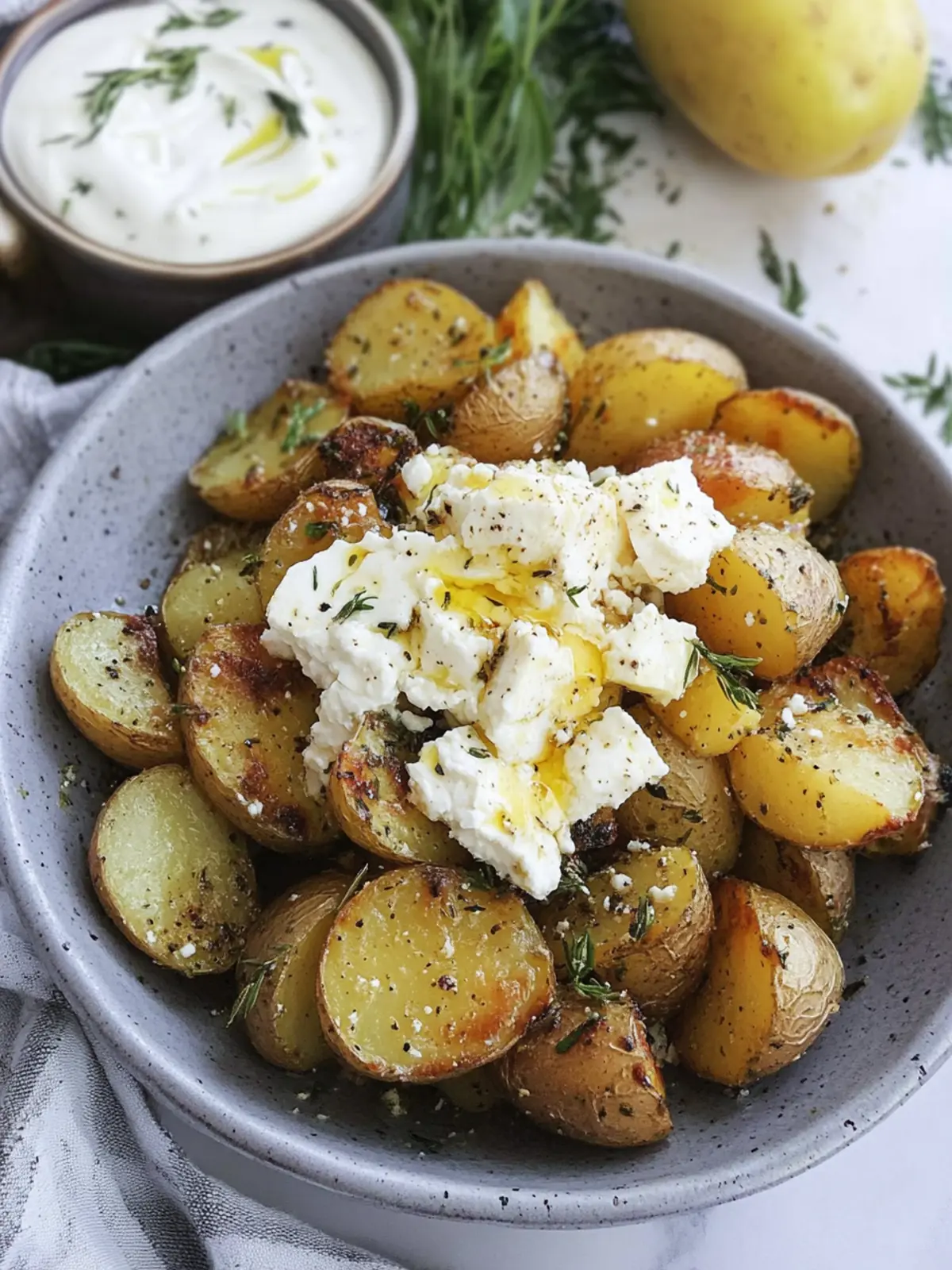 Irresistible Greek Roasted Potatoes with Whipped Feta Delight 4 Greek Roasted Potatoes and Whipped Feta