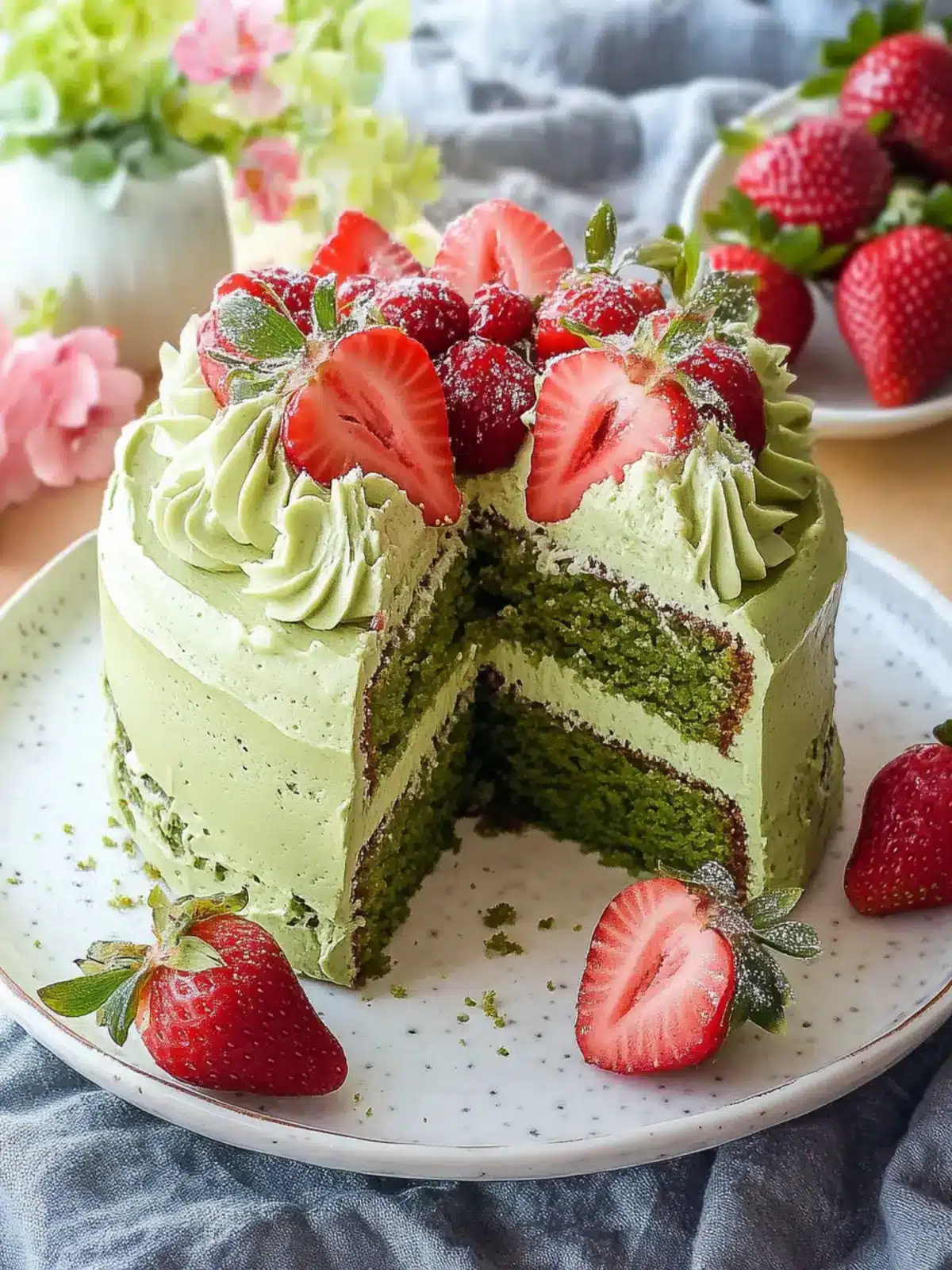 Delicious Strawberry Matcha Cake with Matcha Whipped Cream 4 Strawberry Matcha Cake with Matcha Whipped Cream