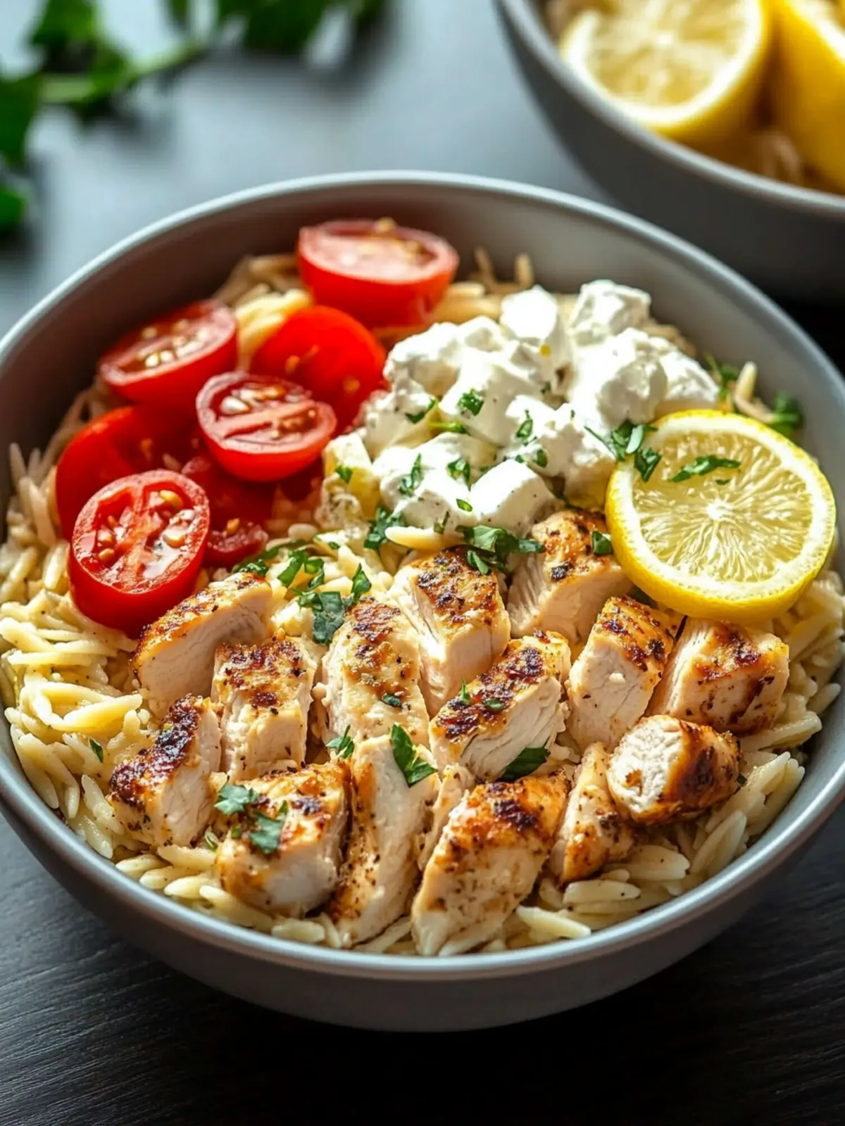 Greek Chicken Power Bowls with Lemon Orzo Recipe You’ll Love 2 Greek Chicken Power Bowls with Lemon Orzo Recipe