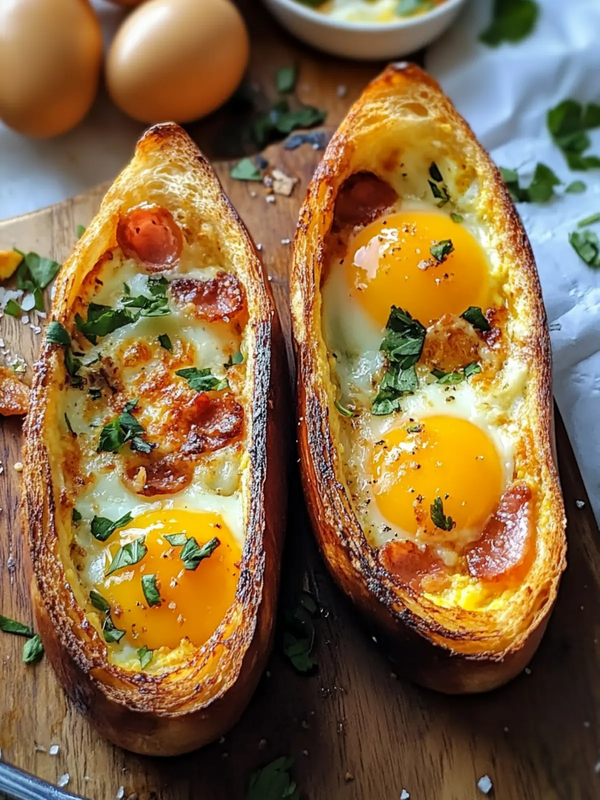 Savory Baked Egg Boats Recipe for a Cozy Breakfast Treat 2 Baked Egg Boats Recipe