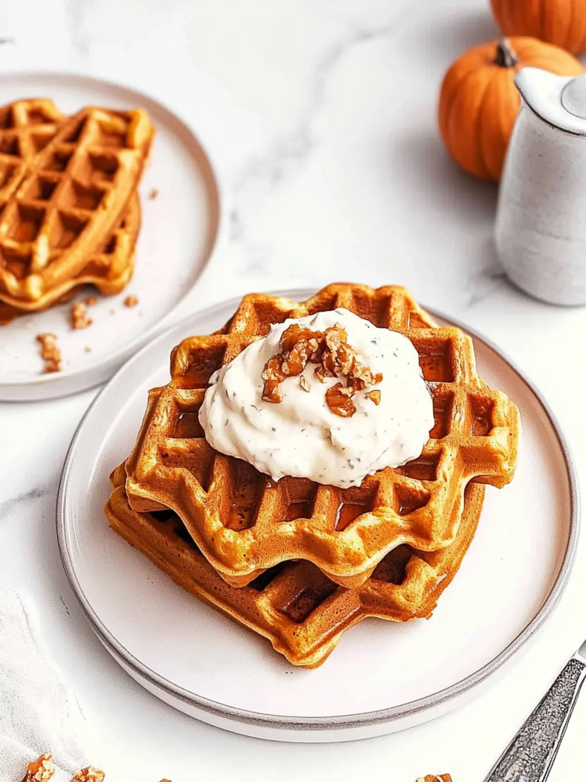 Delicious Pumpkin Waffles with Maple Cashew Cream Recipe 4 Pumpkin Waffles with Maple Cashew Cream