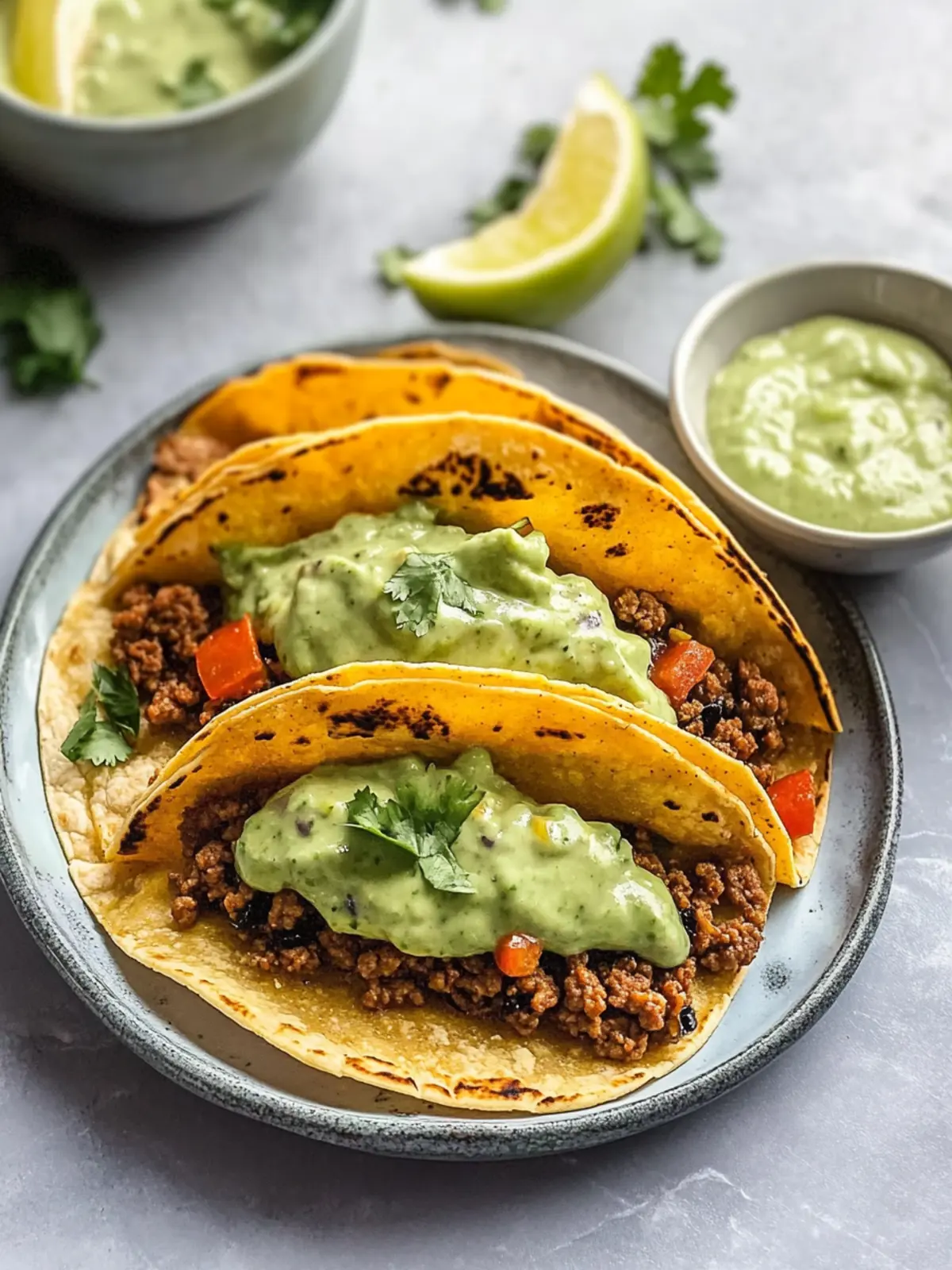 Crispy Baked Ground Turkey Tacos with Avocado Sauce Bliss 3 Crispy Baked Ground Turkey Tacos with Avocado Sauce