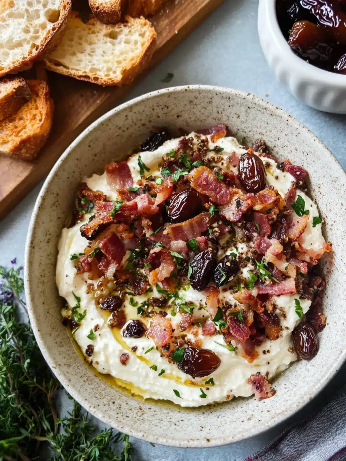 Whipped Goat Cheese Dip with Bacon and Dates: A Creamy Delight 5 Whipped Goat Cheese Dip with Bacon and Dates