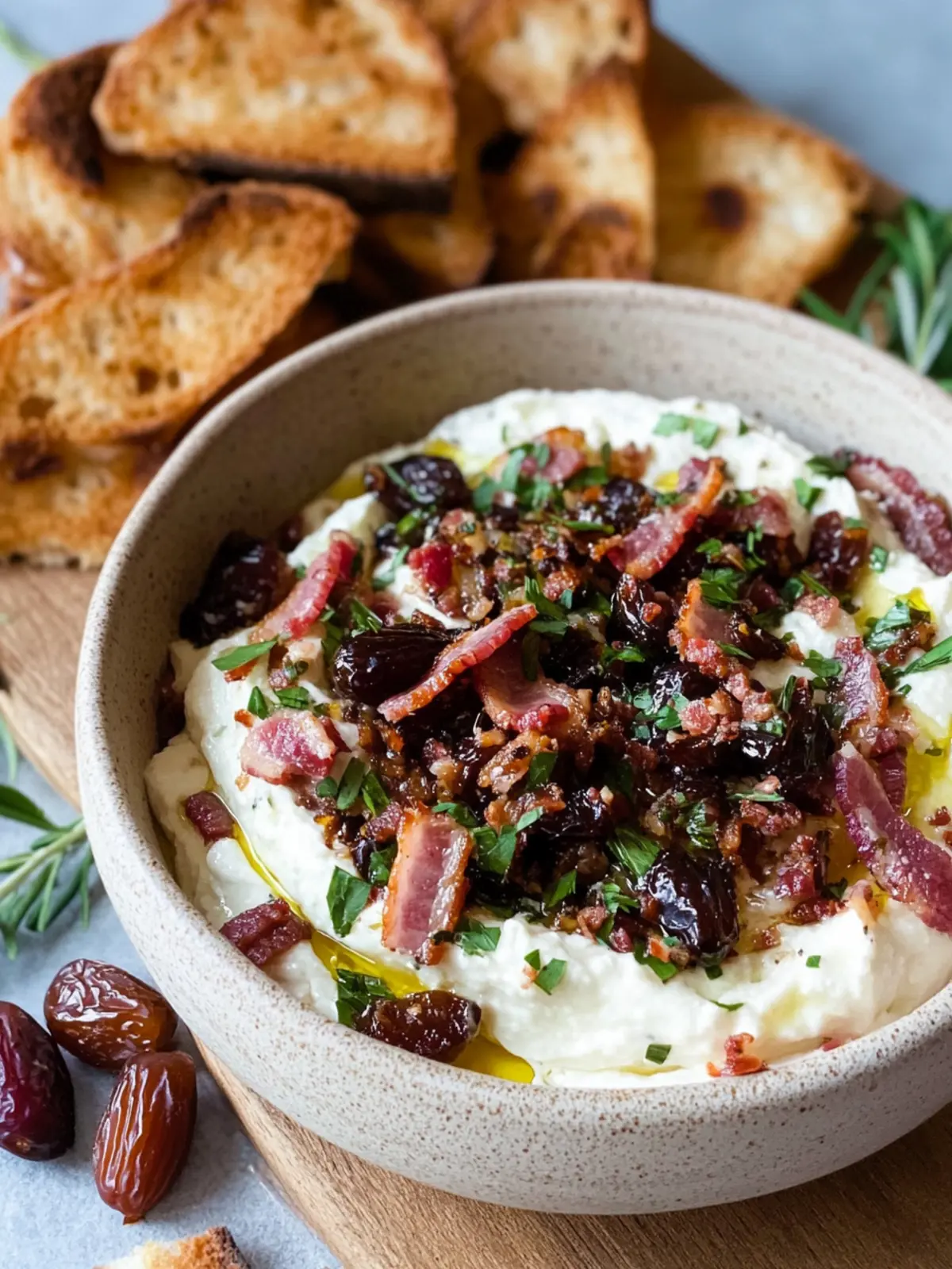 Whipped Goat Cheese Dip with Bacon and Dates: A Creamy Delight 4 Whipped Goat Cheese Dip with Bacon and Dates