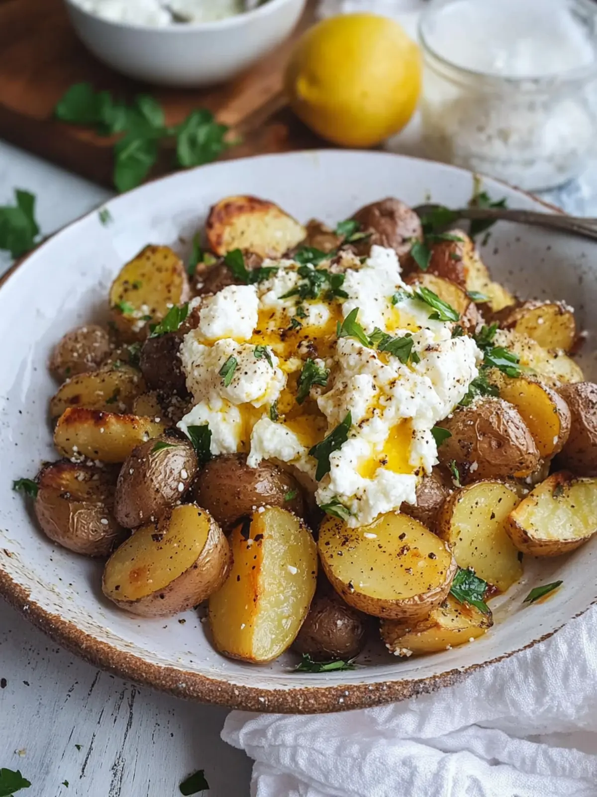Irresistible Greek Roasted Potatoes with Whipped Feta Delight 3 Greek Roasted Potatoes and Whipped Feta