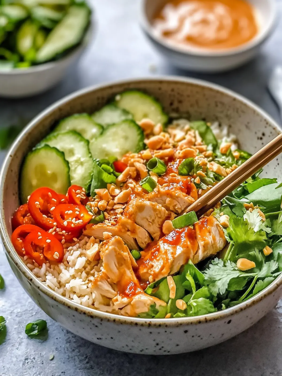 Chicken Satay Crispy Rice Salad Bowls for a Flavorful Feast 2 Chicken Satay Crispy Rice Salad Bowls