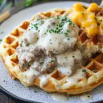 Cheddar Chive Waffles with Sausage Gravy for Cozy Mornings 7 Cheddar Chive Waffles with Sausage Gravy