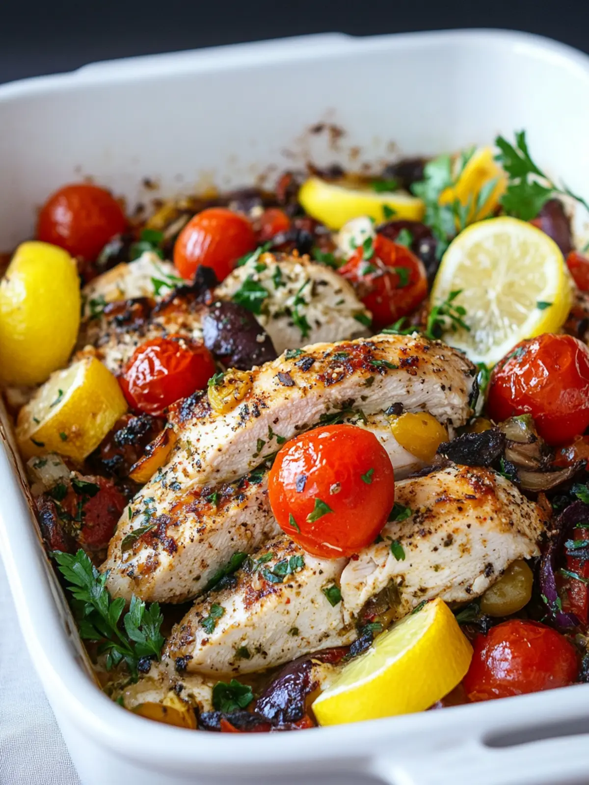 High Protein Meals: Irresistible Mediterranean Chicken Bake 2 high protein meals Mediterranean Chicken Bake