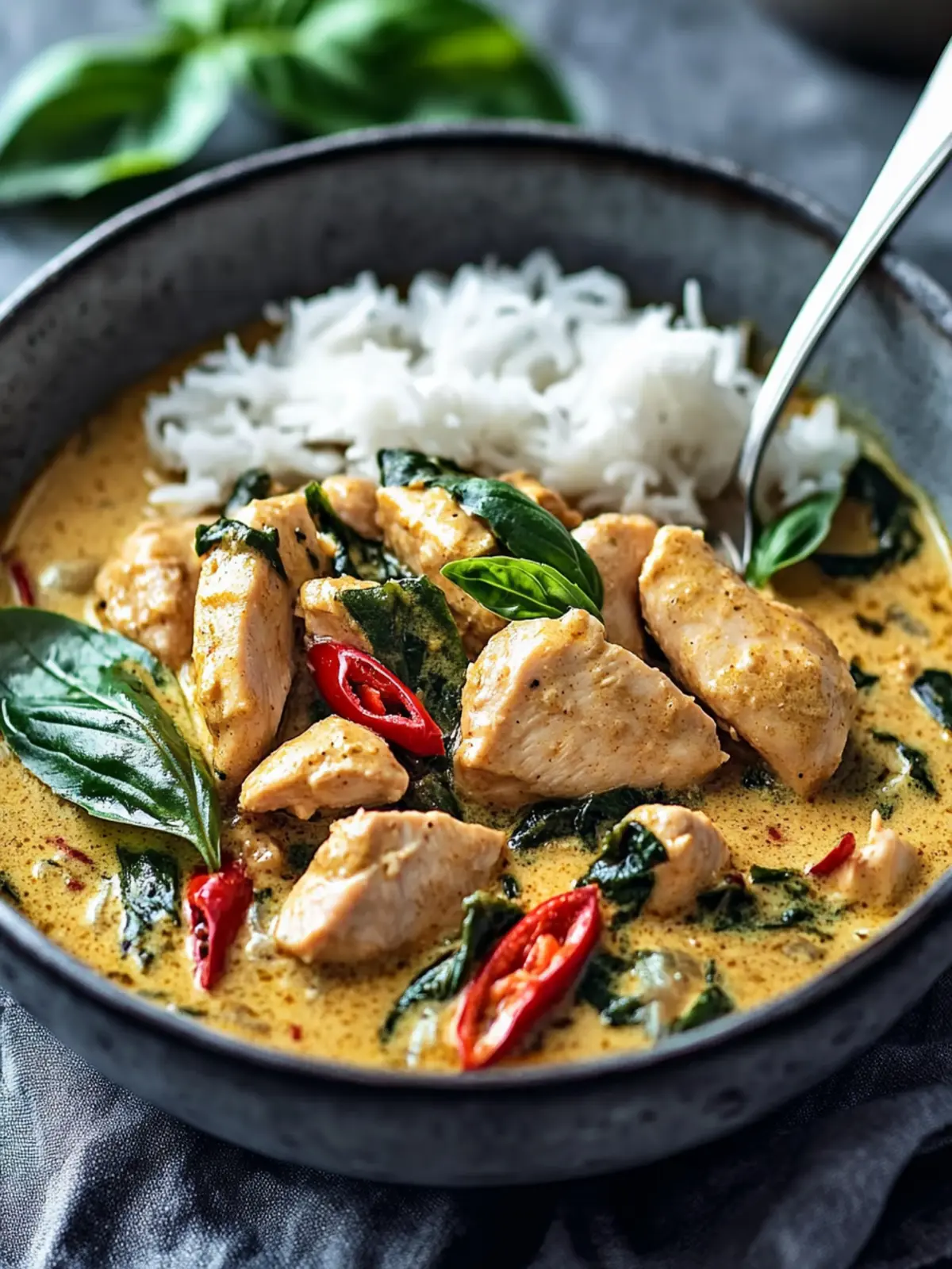 Savory Basil Chicken with Coconut Curry Sauce in 30 Minutes 4 Savory Basil Chicken with Coconut Curry Sauce