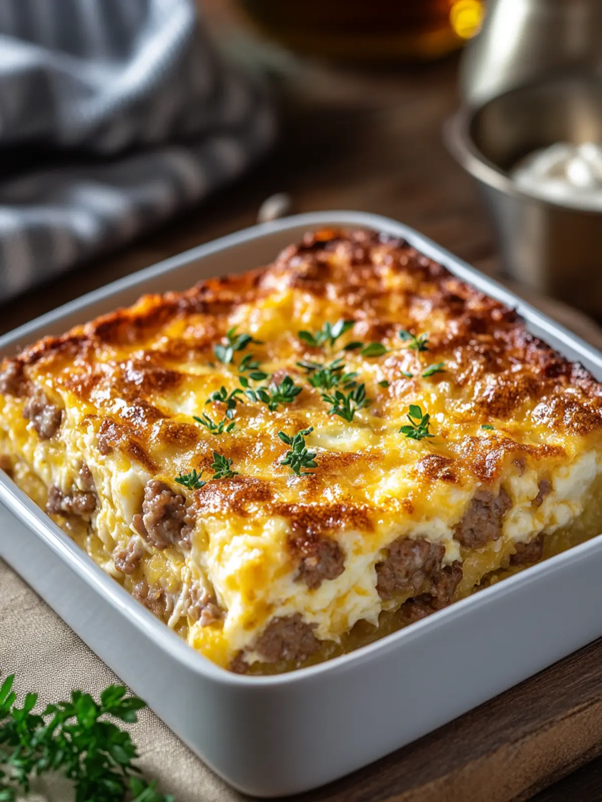 Sausage, Egg, and Cream Cheese Hashbrown Casserole Magic 4 Sausage, Egg, and Cream Cheese Hashbrown Casserole