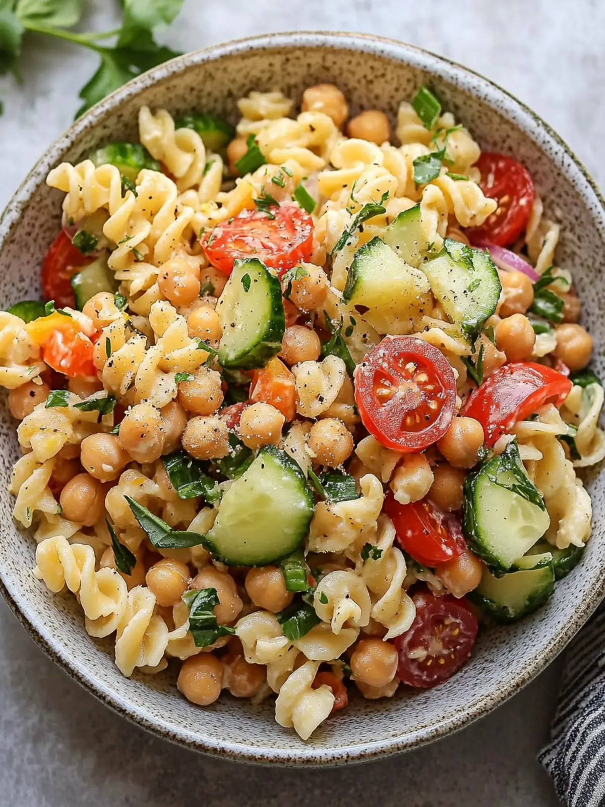 Chickpea Pasta Salad with Creamy Tahini Dressing Delight 2 Chickpea Pasta Salad with Creamy Tahini Dressing