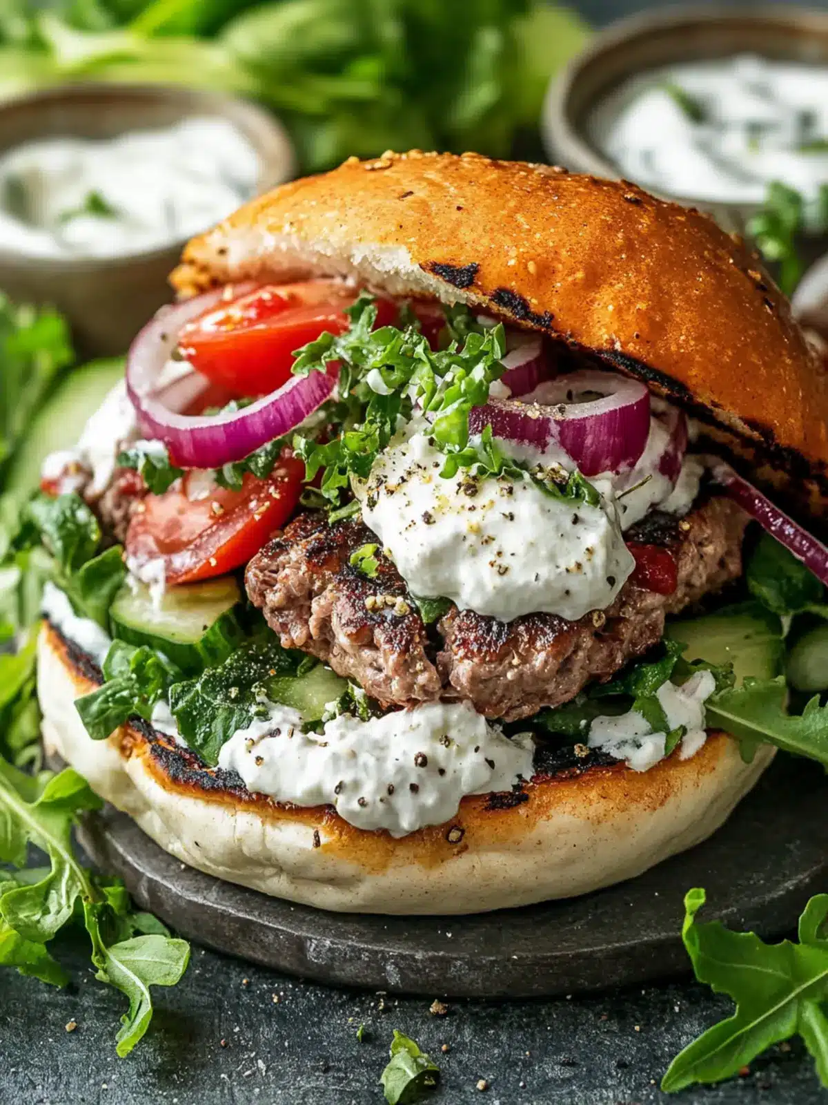 Savory Greek Lamb Burgers Packed with Flavorful Freshness 3 Greek Lamb Burgers