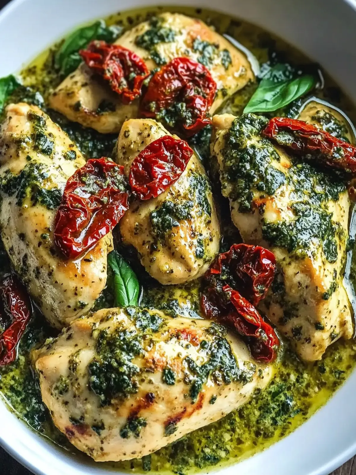 Delicious Crockpot Pesto Chicken with Creamy Spinach Sauce 3 Crockpot Pesto Chicken with Sun-Dried Tomato and Creamy Spinach Sauce
