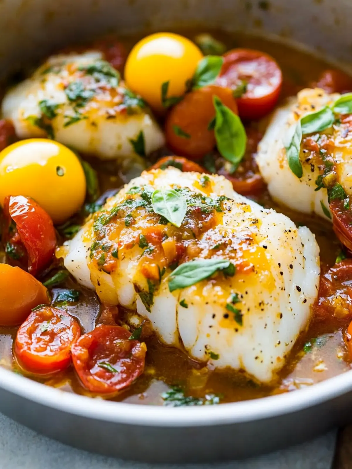 Pan-Seared Cod Recipe with Irresistible Tomato Basil Sauce 3 Pan-Seared Cod Recipe (with The Best Tomato Basil Sauce)