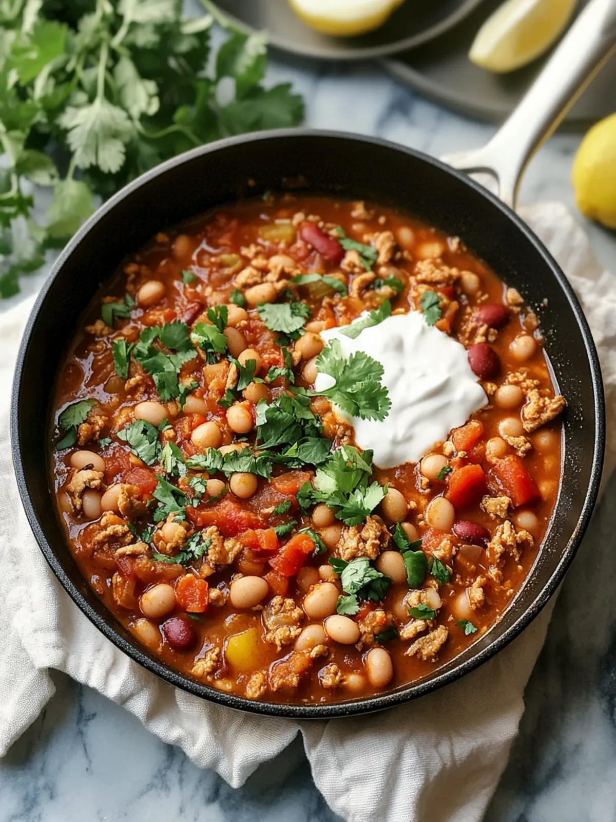 Healthy Turkey And White Bean Skillet Chili That's Truly Comforting 2 Healthy Turkey And White Bean Skillet Chili