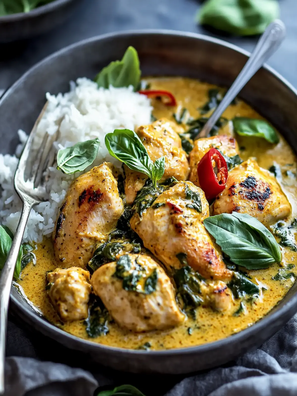 Savory Basil Chicken with Coconut Curry Sauce in 30 Minutes 2 Savory Basil Chicken with Coconut Curry Sauce