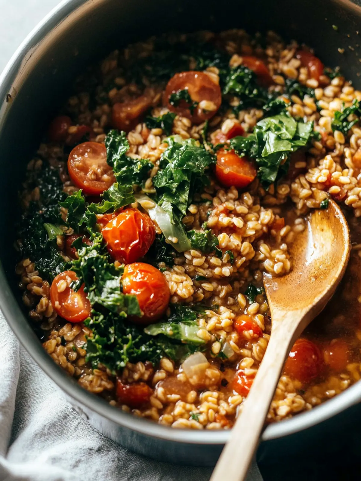 Savor One-Pan Farro with Tomatoes and Kale for Busy Nights 2 One-Pan Farro with Tomatoes and Kale
