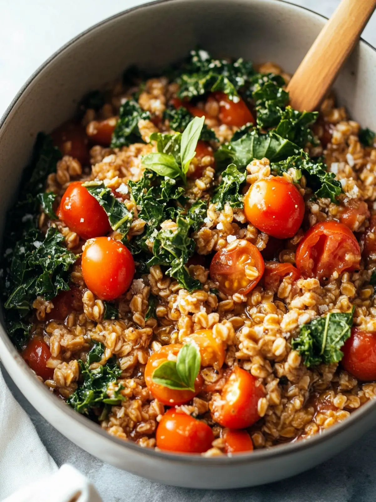 Savor One-Pan Farro with Tomatoes and Kale for Busy Nights 3 One-Pan Farro with Tomatoes and Kale