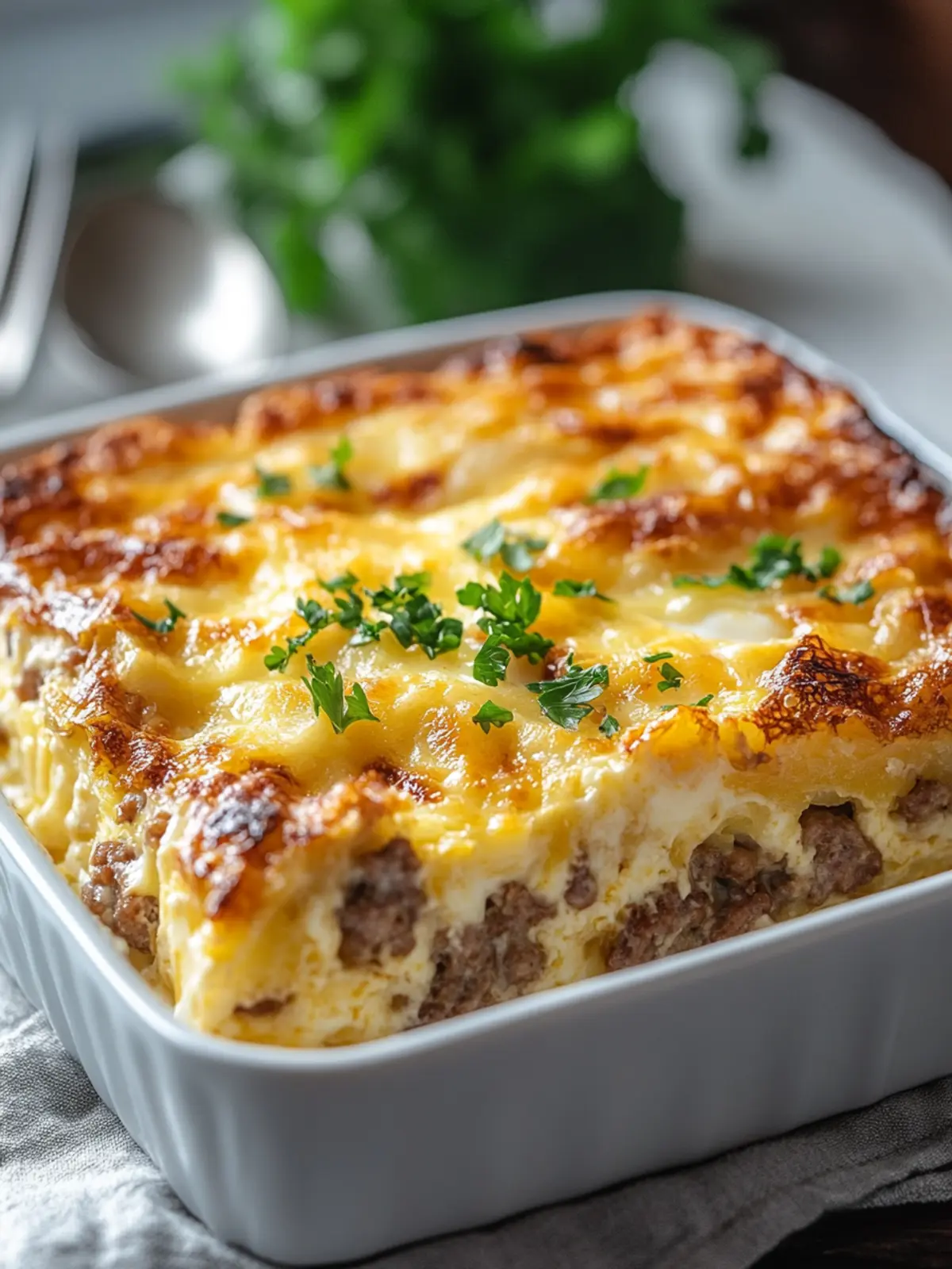 Sausage, Egg, and Cream Cheese Hashbrown Casserole Magic 3 Sausage, Egg, and Cream Cheese Hashbrown Casserole