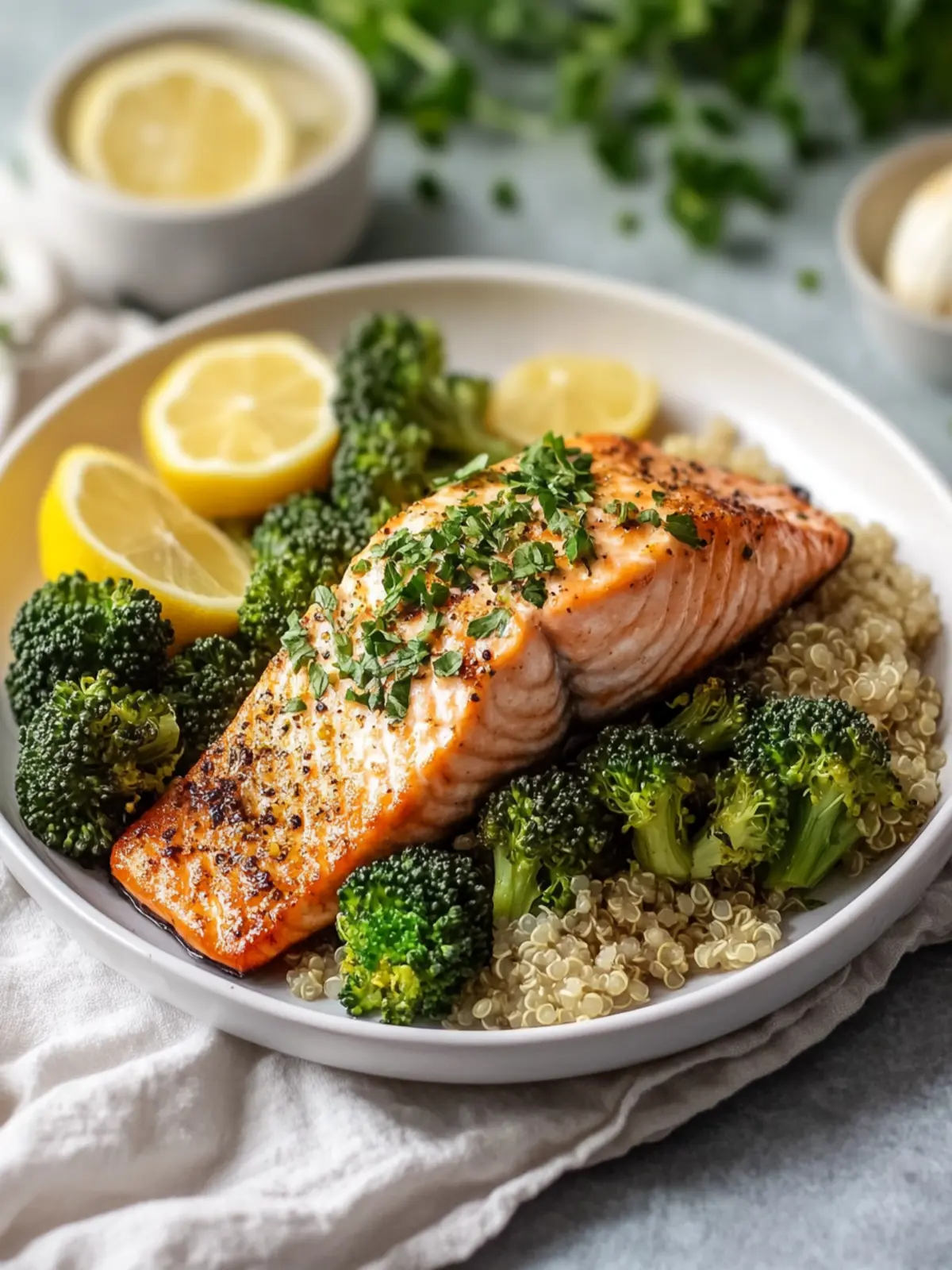 Healthy Lemon-Garlic Salmon With Roasted Broccoli & Quinoa Bliss 5 Healthy Lemon-Garlic Salmon With Roasted Broccoli And Quinoa