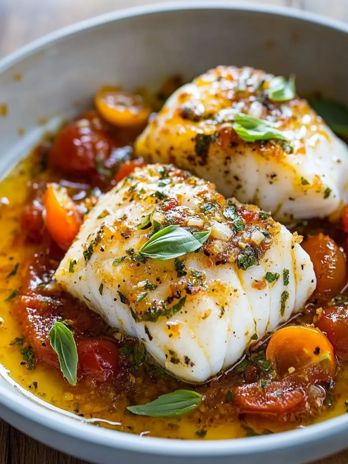 Pan-Seared Cod Recipe with Irresistible Tomato Basil Sauce 2 Pan-Seared Cod Recipe (with The Best Tomato Basil Sauce)